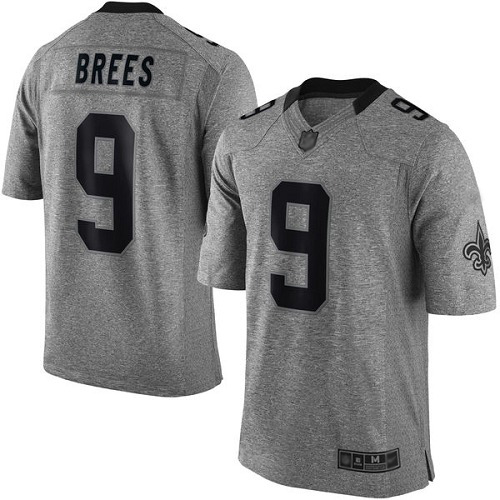 Men New Orleans Saints Limited Gray Drew Brees Jersey NFL Football #9 Gridiron Jersey->new orleans saints->NFL Jersey